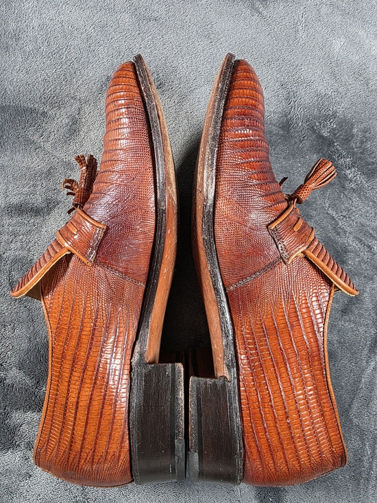 Netteleton Century II Mens Loafers Lizard Leather Shoes Black Size 8.5D U.S.A. main image 8